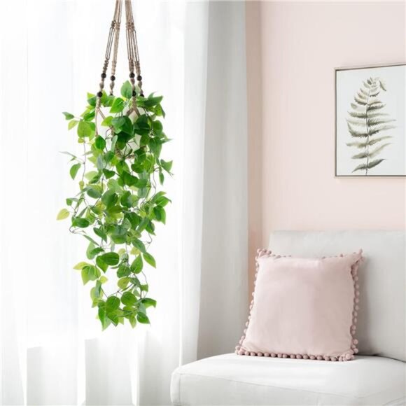 Mkono Fake Hanging Plant with Pot, Artificial Plants for Home Spring Decor - Picture 4 of 8